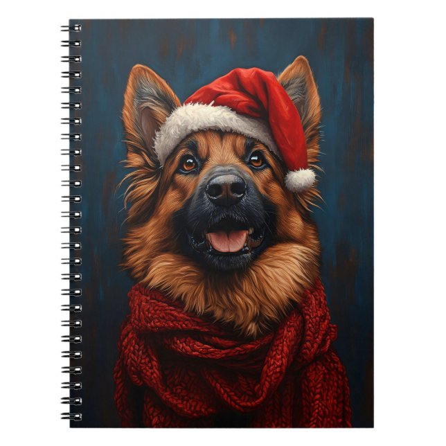 Tyska shepherd i Santa Hat Anteckningsbok (Framsidan)