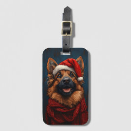 Tyska shepherd i Santa Hat Bagagebricka