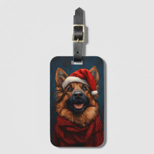 Tyska shepherd i Santa Hat Bagagebricka