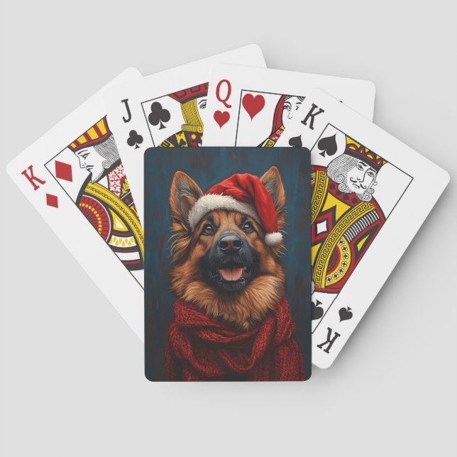 Tyska shepherd i Santa Hat Casinokort (Baksidan)