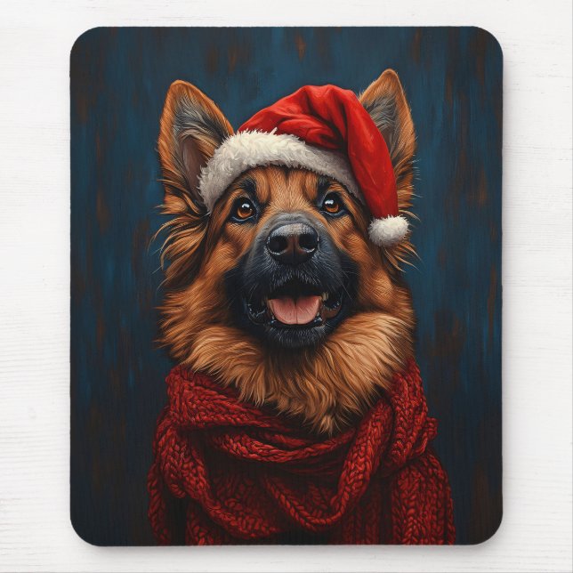 Tyska shepherd i Santa Hat Musmatta (Framsidan)