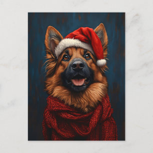 Tyska shepherd i Santa Hat Vykort