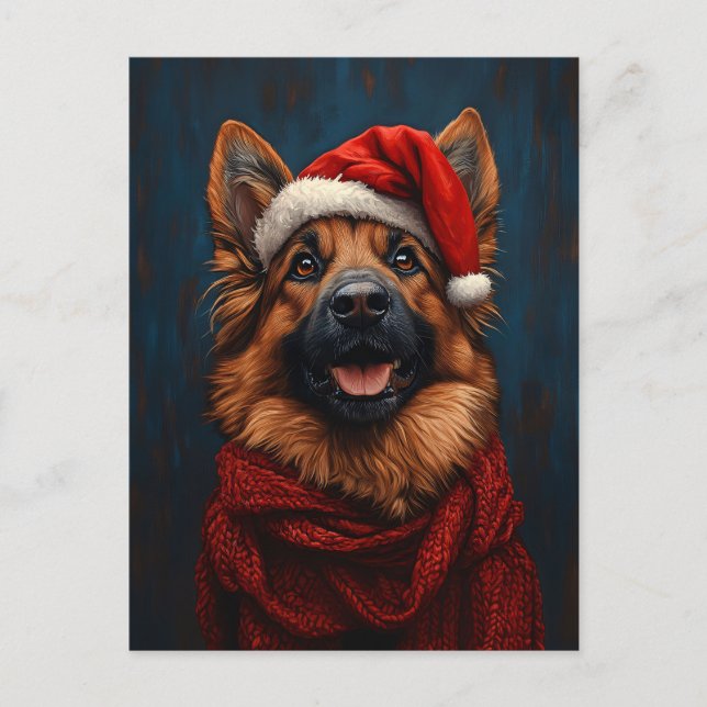 Tyska shepherd i Santa Hat Vykort (Framsida)
