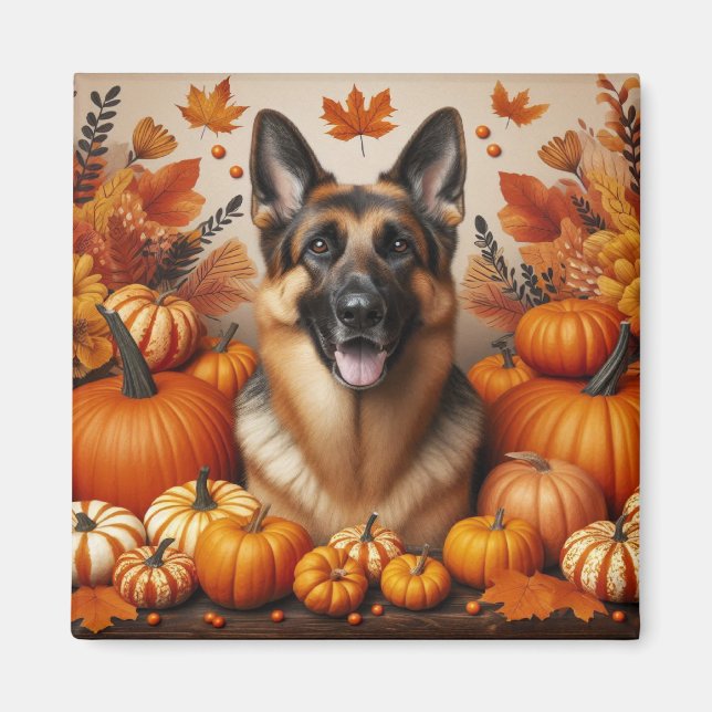 Tyska shepherd in Autumn Setting Magnet (Framsidan)