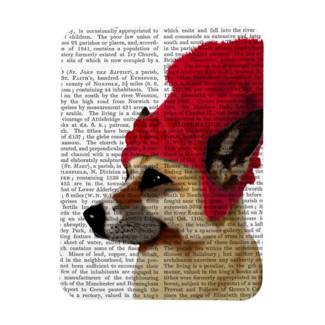 Tyska shepherd in Red Wooly Hat Magnet (Vertikal)