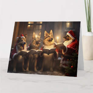 Tyska shepherd jul Carolers Festive Helgdag Kort