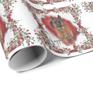 Tyska shepherd julfoto med Snö Presentpapper