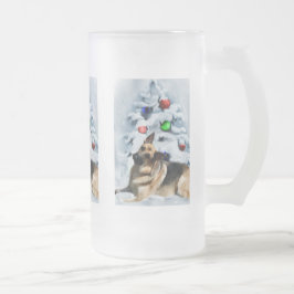 Tyska shepherd-julklappar frostat ölglas