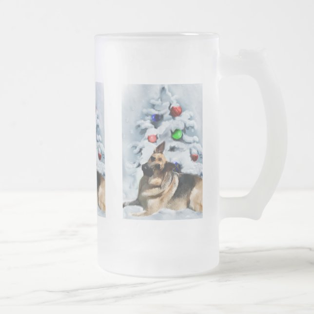 Tyska shepherd-julklappar frostat ölglas (Höger)