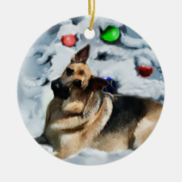 Tyska shepherd-julklappar Ornaments Julgransprydnad Keramik