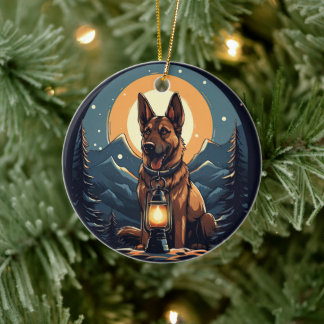 Tyska shepherd julpet Ornament, Hund älskare Julgransprydnad Keramik