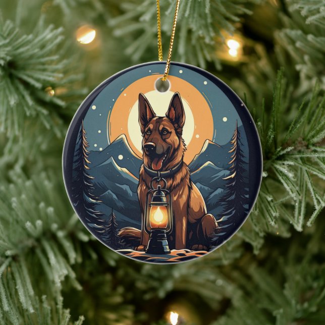 Tyska shepherd julpet Ornament, Hund älskare Julgransprydnad Keramik (Träd)