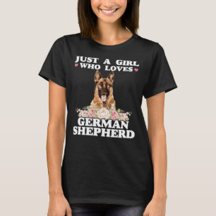 Tyska Shepherd Just a Girl som Kärlek Yorkie T Shirt