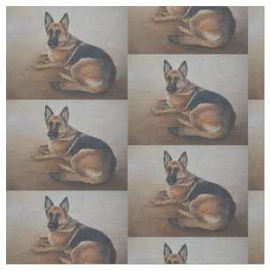 Tyska Shepherd Lamming Hund Art Fabric Tyg