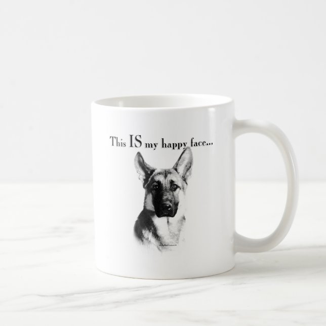 Tyska shepherd Lycklig Ansikte Kaffemugg (Höger)