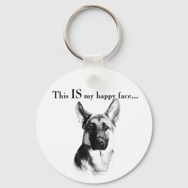 Tyska shepherd Lycklig Ansikte Nyckelring (Framsida)