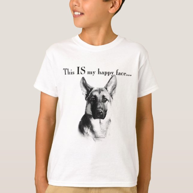 Tyska shepherd Lycklig Ansikte T-shirt (Framsida)
