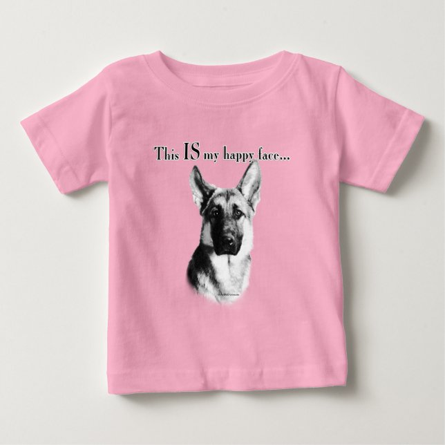 Tyska shepherd Lycklig Ansikte Tee (Framsida)