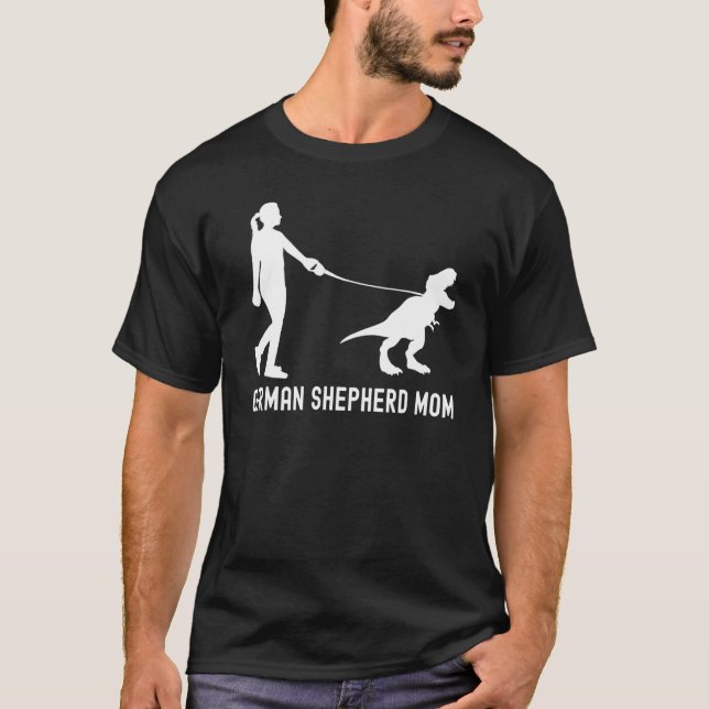 Tyska Shepherd Mamma Dinosaur GSD Owners Trex Wome T Shirt (Framsida)