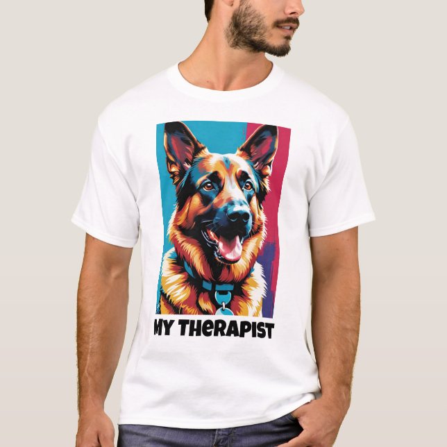 Tyska shepherd - Min terapist T Shirt (Framsida)