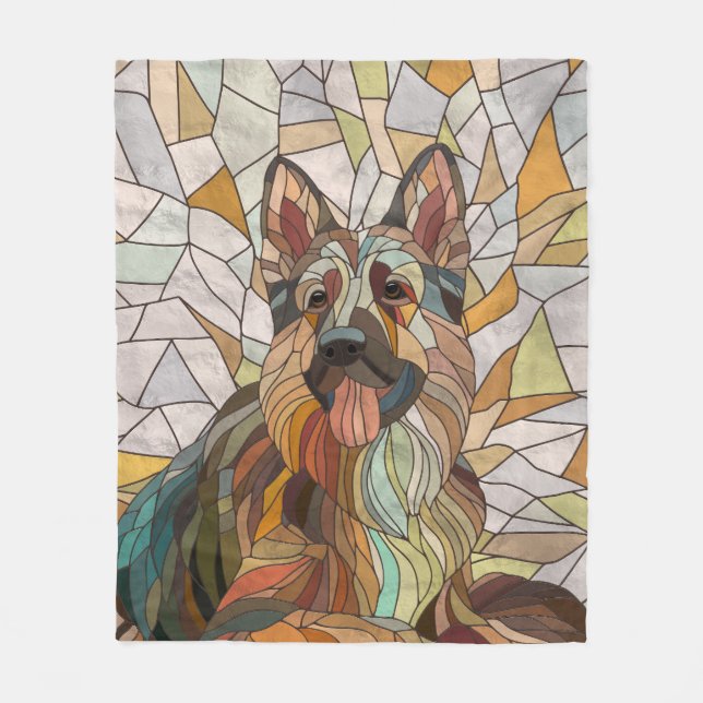 Tyska shepherd - Mosaic Art Fleecefilt (Framsidan)