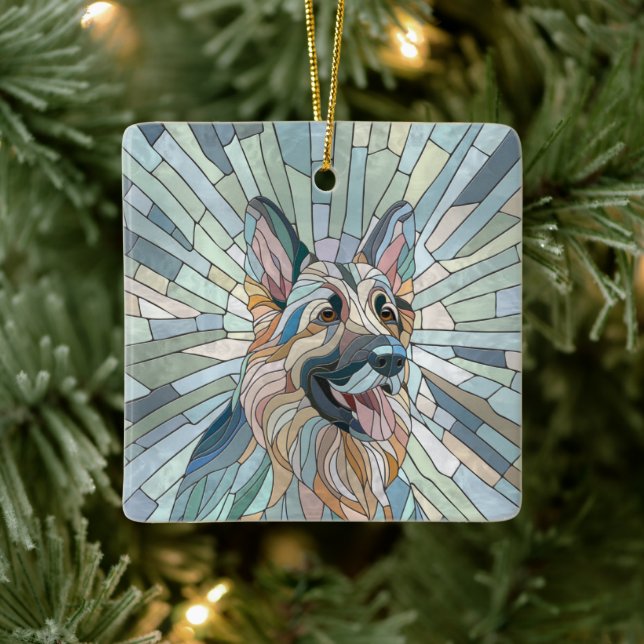 Tyska shepherd - Mosaic Art Julgransprydnad Keramik (Träd)