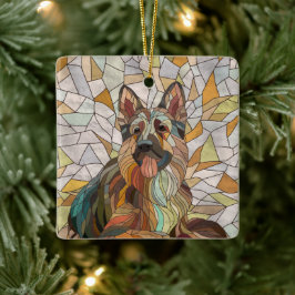 Tyska shepherd - Mosaic Art Julgransprydnad Keramik