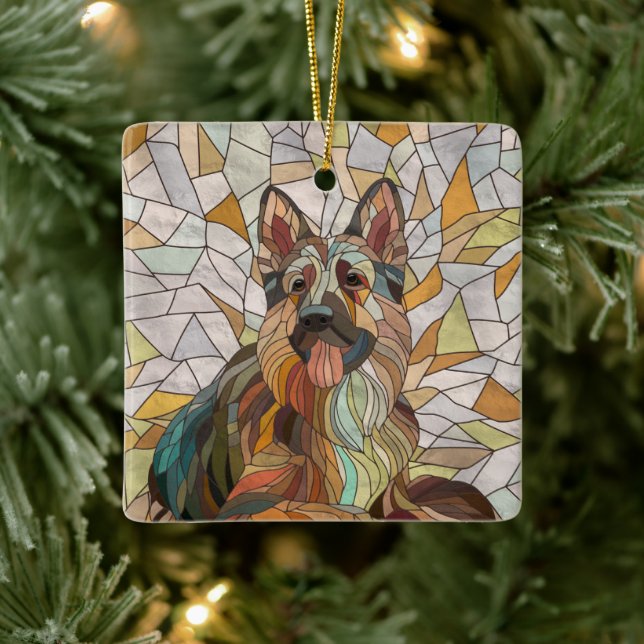 Tyska shepherd - Mosaic Art Julgransprydnad Keramik (Träd)