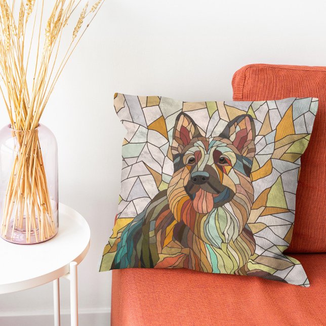 Tyska shepherd - Mosaic Art Kudde (Skapare uppladdad)