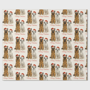 Tyska shepherd och Dalmatien med jultomter Presentpapper