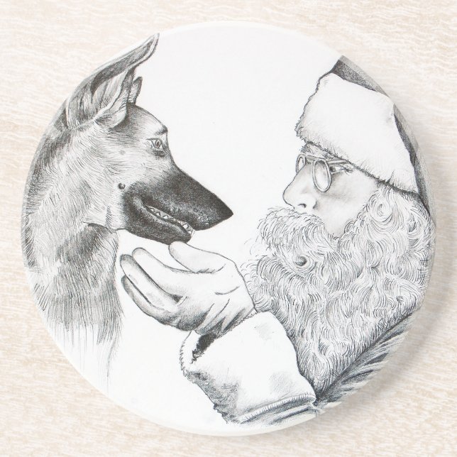 Tyska shepherd och Jultomten Underlägg (Framsidan)