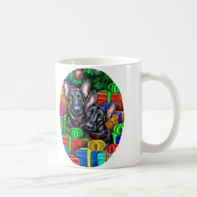 Tyska Shepherd Open Gifts Blk-jul Kaffemugg (Höger)