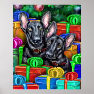 Tyska Shepherd Open Gifts Blk-jul Poster