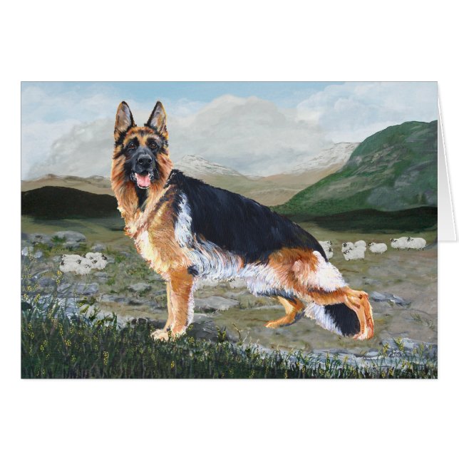 Tyska shepherd på arbetet hälsningskort (Framsidan Horizontal)