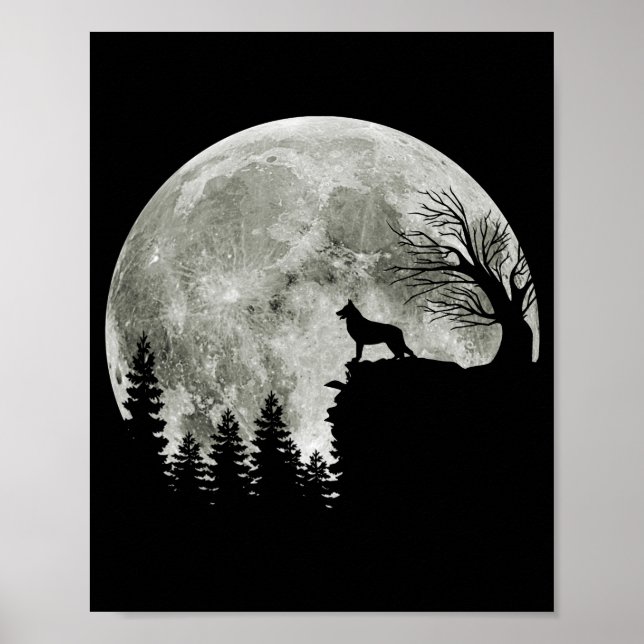 Tyska shepherd på berget Happy halloween Poster (Framsidan)