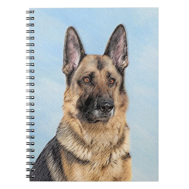Tyska shepherd Painting - Cute Original Hund Art Anteckningsbok (Framsidan)