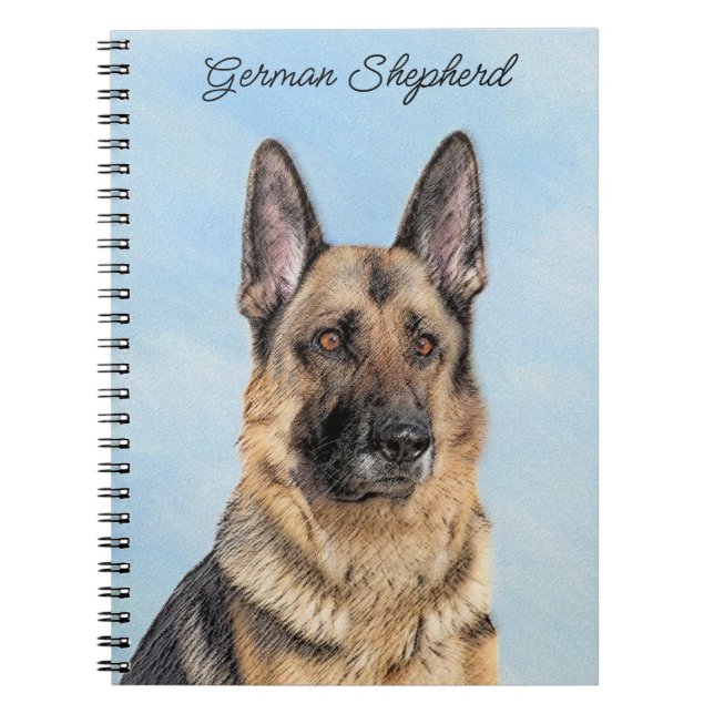 Tyska shepherd Painting - Cute Original Hund Art Anteckningsbok (Framsidan)