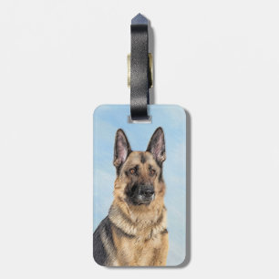 Tyska shepherd Painting - Cute Original Hund Art Bagagebricka