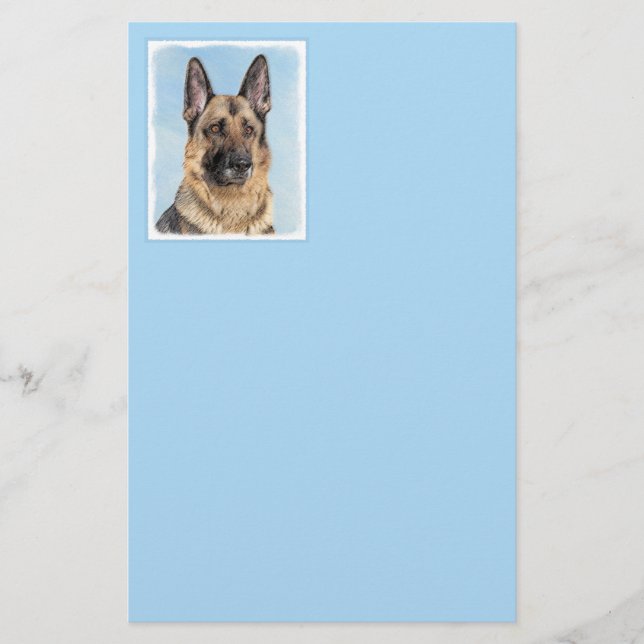 Tyska shepherd Painting - Cute Original Hund Art Brevpapper (Framsida)