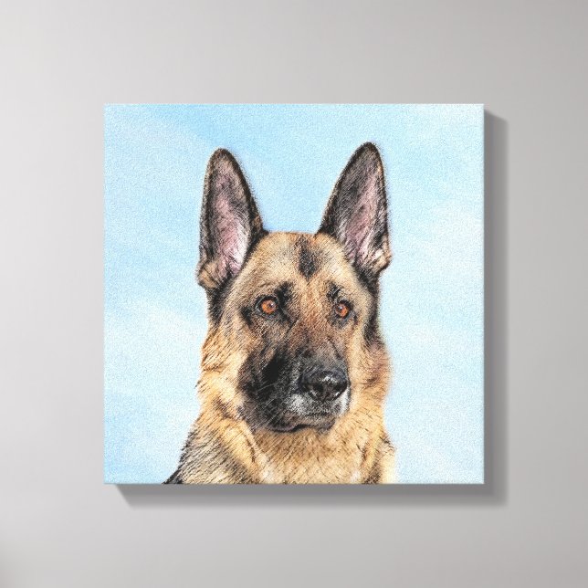 Tyska shepherd Painting - Cute Original Hund Art Canvastryck (Framsida)