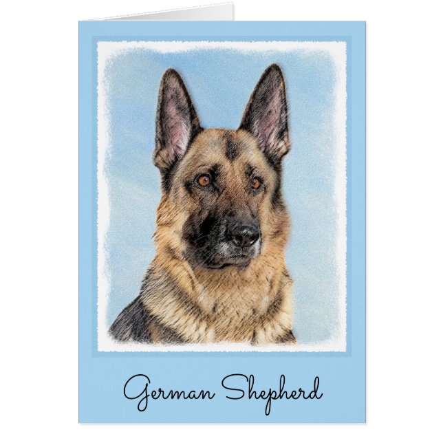 Tyska shepherd Painting - Cute Original Hund Art Hälsningskort (Framsidan)