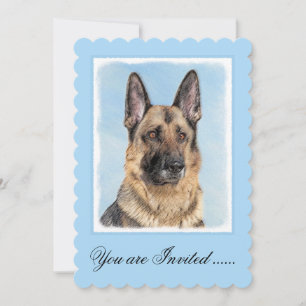 Tyska shepherd Painting - Cute Original Hund Art Inbjudningar