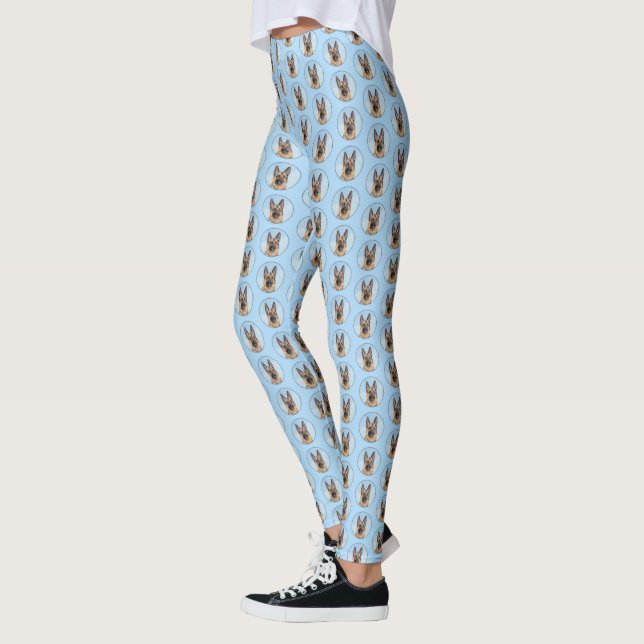 Tyska shepherd Painting - Cute Original Hund Art Leggings (Vänster)