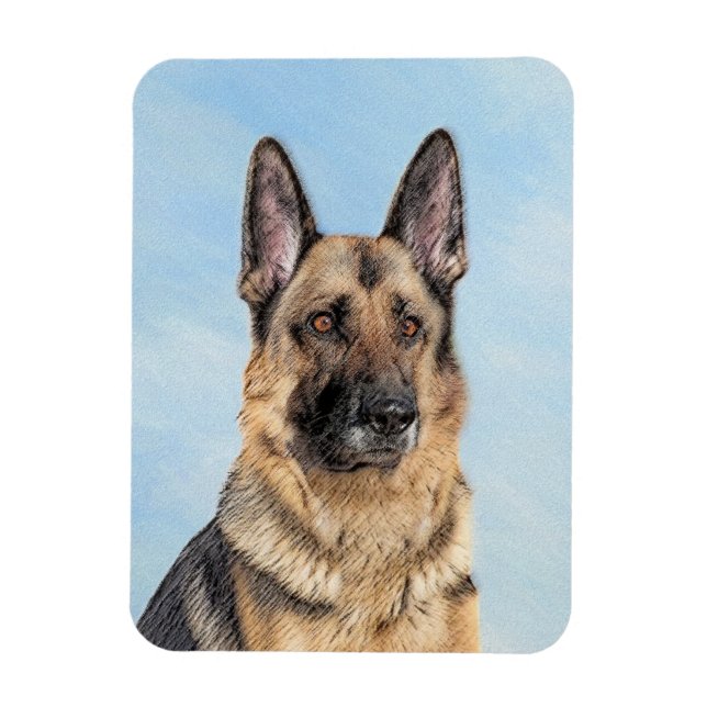 Tyska shepherd Painting - Cute Original Hund Art Magnet (Vertikal)