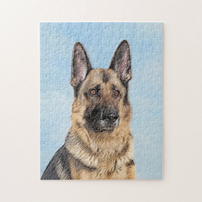 Tyska shepherd Painting - Cute Original Hund Art Pussel (Vertikal)
