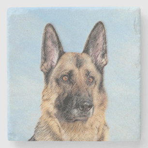 Tyska shepherd Painting - Cute Original Hund Art Stenunderlägg
