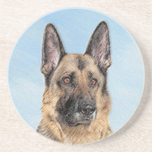 Tyska shepherd Painting - Cute Original Hund Art Underlägg