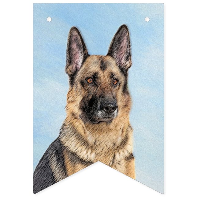 Tyska shepherd Painting - Cute Original Hund Art Vimplar (Första flaggan)