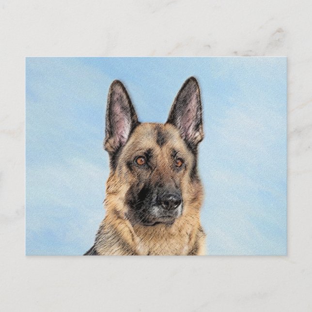Tyska shepherd Painting - Cute Original Hund Art Vykort (Framsida)