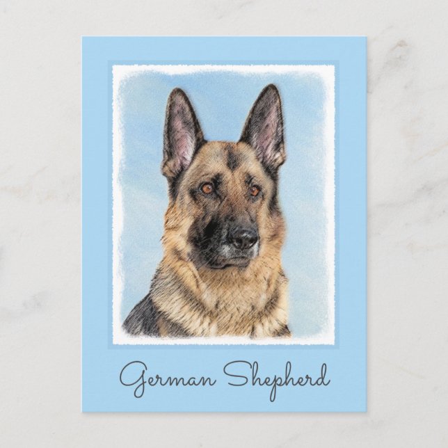 Tyska shepherd Painting - Cute Original Hund Art Vykort (Framsida)